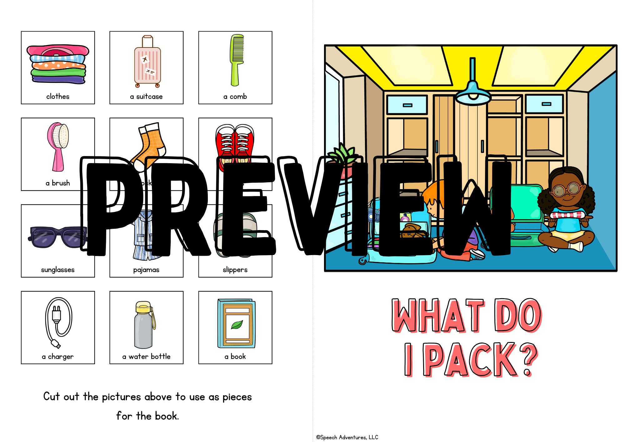 What Do I Pack? | Printable Travel-Themed Adapted Book